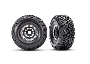 Traxxas 10272-Black T&R Wheels Black STN Maxx SC Tires (L&R)
