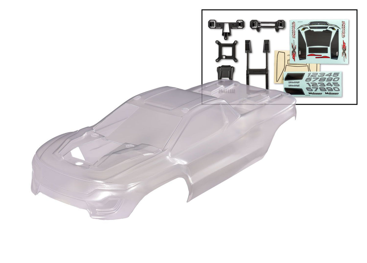 Traxxas 10712 Mini XRT Clear Body w/Decals Masks Clipless Mounts 1/16