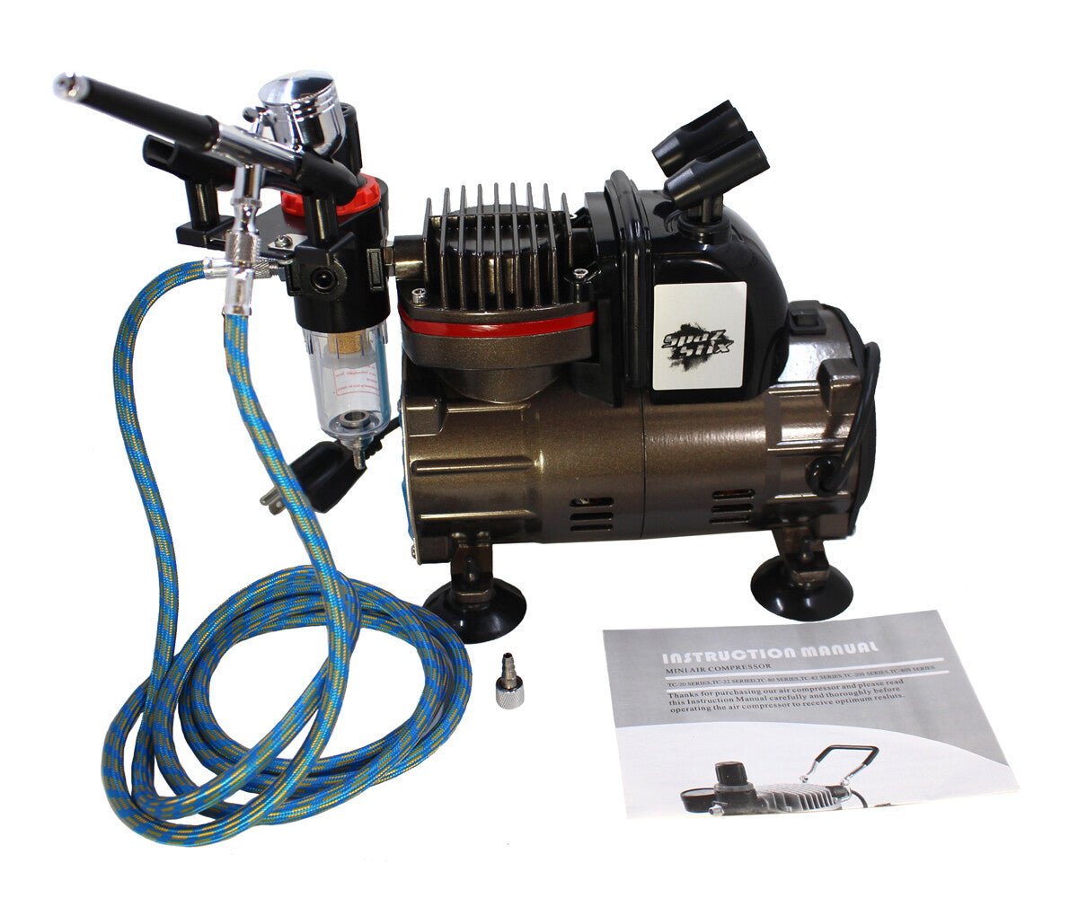 Spaz Stix SZX50000 Dual Action Gravity Feed Airbrush & Compressor Combo