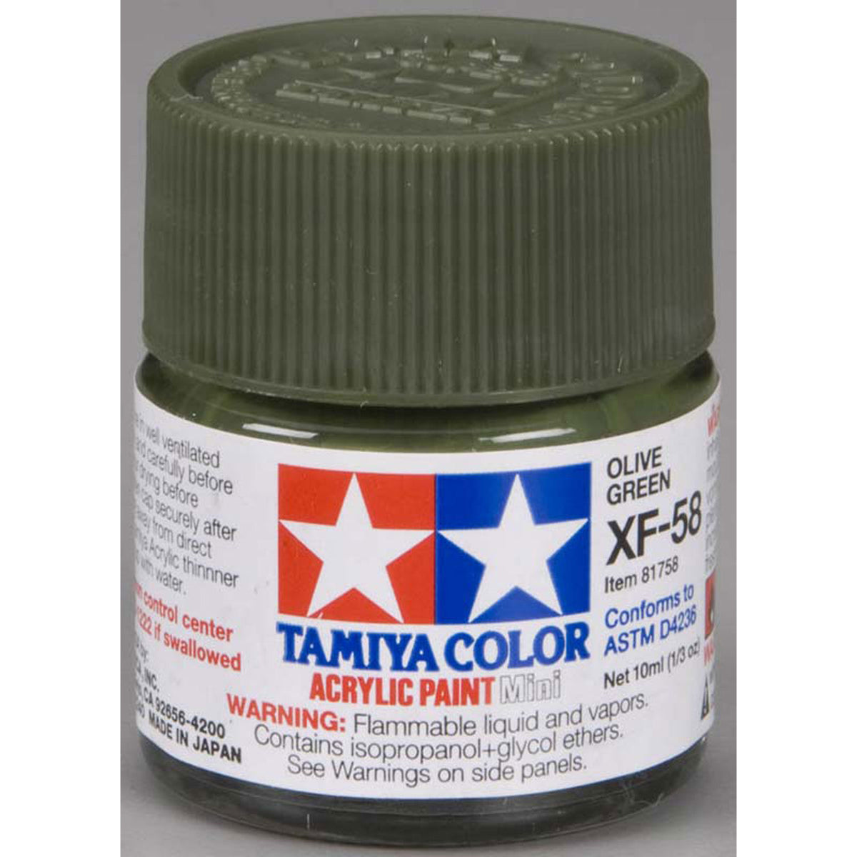 Tamiya 81758 Acrylic Paint Mini XF-58 Olive Green Paint