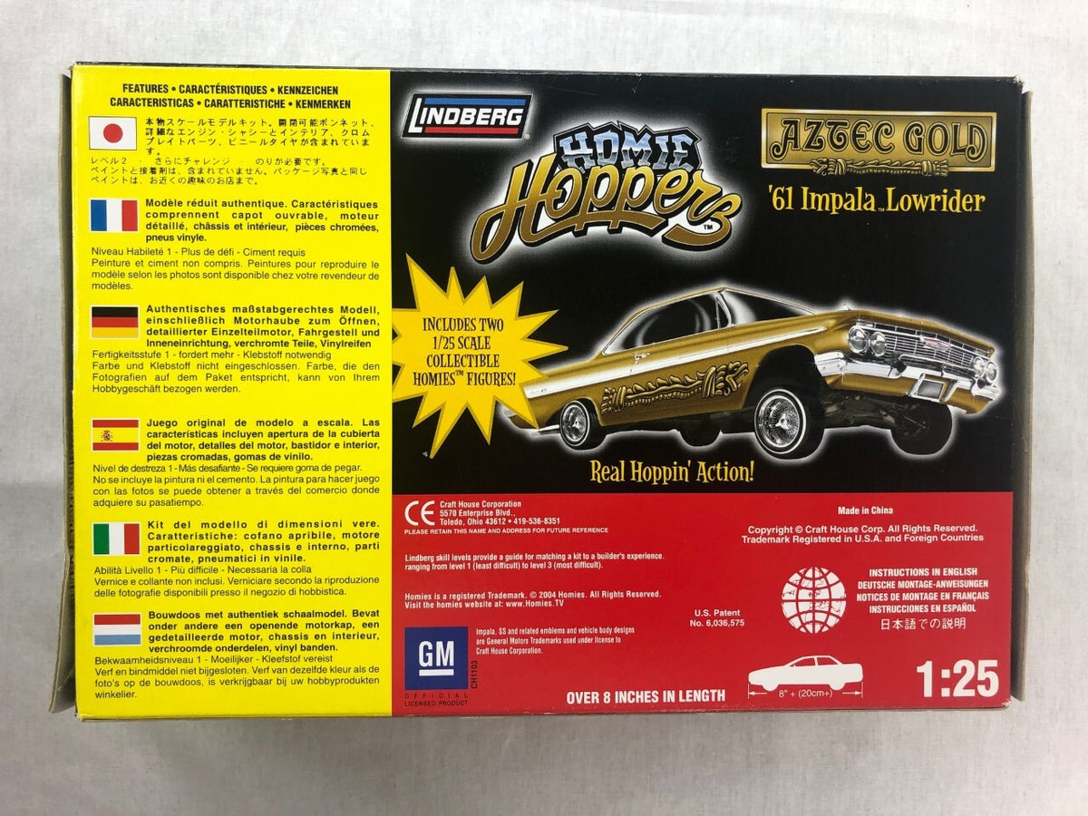 Unopened Lindberg Homie Hoppers Aztec Gold '61 Impala Lowrider Build & Play 1/25