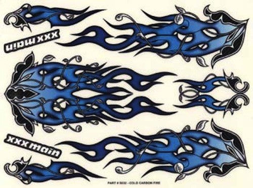 XXX Main S032 Cold Blue Carbon Fire/Flames R/C RC Stickers/Decals