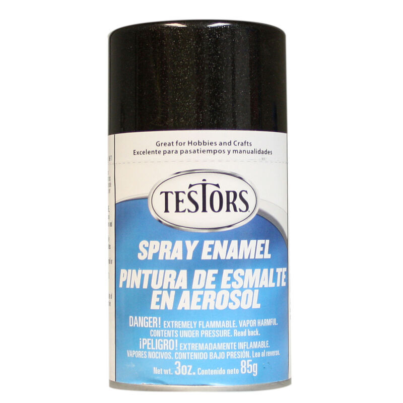 Testors 1254T Enamel Spray Paint, 3oz Black Metallic