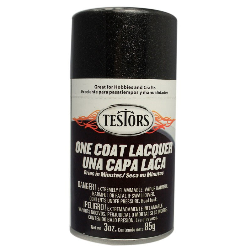 Testors 1832MT One Coat Lacquer Spray Paint - Blazing Black, 3oz.