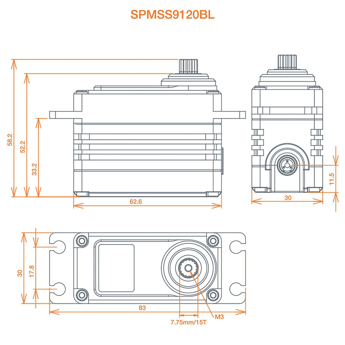 Spektrum SPMSS9120BL S9120BL 1/5 Torque Metal Servo