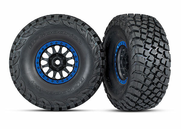 Traxxas 8474X Tires/Wheels, Method Racing Wheels, Blue Beadlocks, BFGoodrich (2)