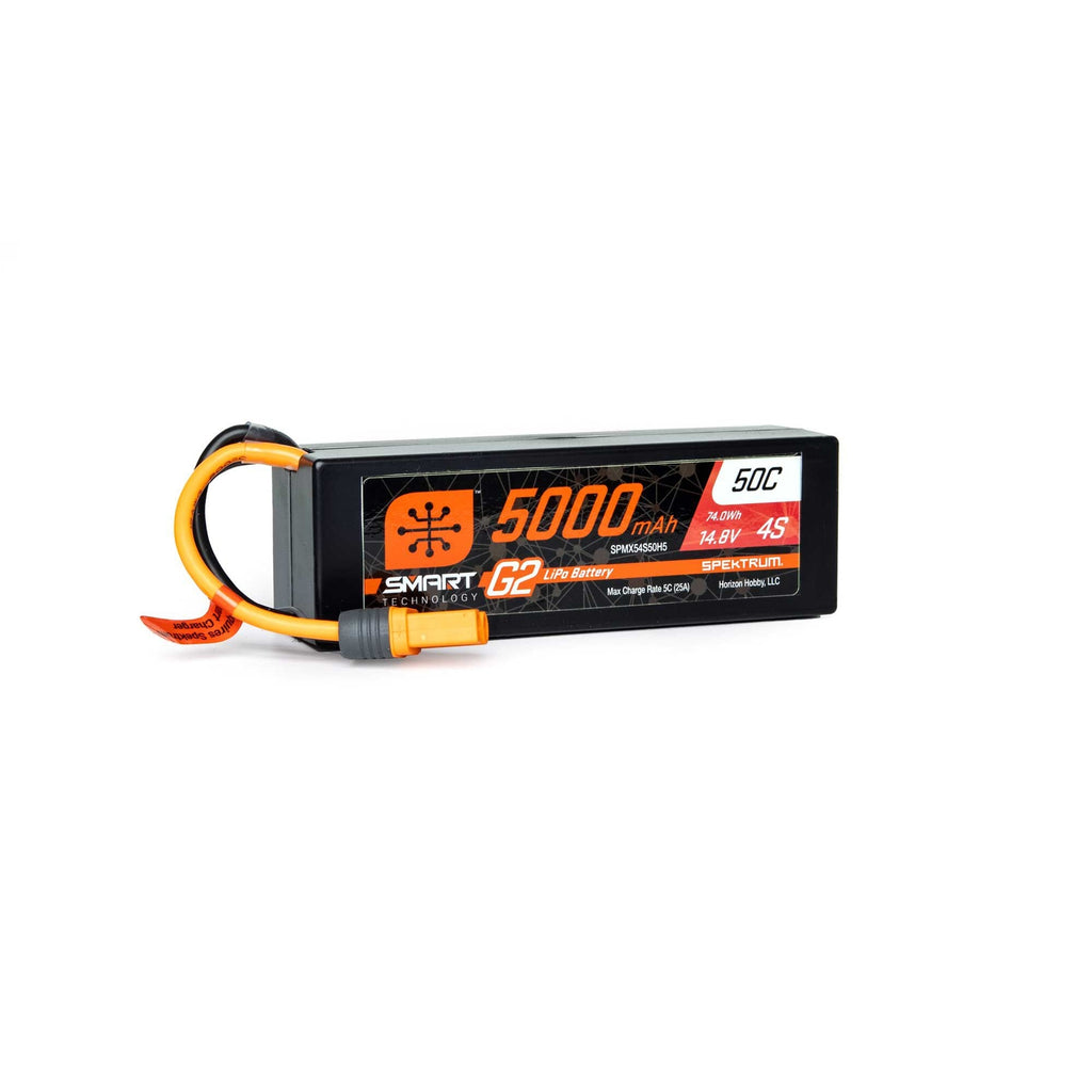Spektrum SPMX54S50H5 5000mAh 4S 14.8V Smart G2 LiPo 50C Battery Hard Case: IC5
