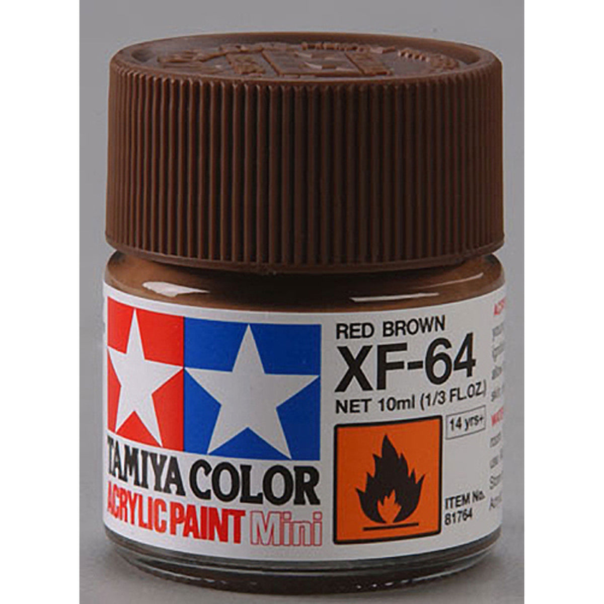 Tamiya 81764 Acrylic Paint Mini XF-64 Red Brown, 10ml Bottle