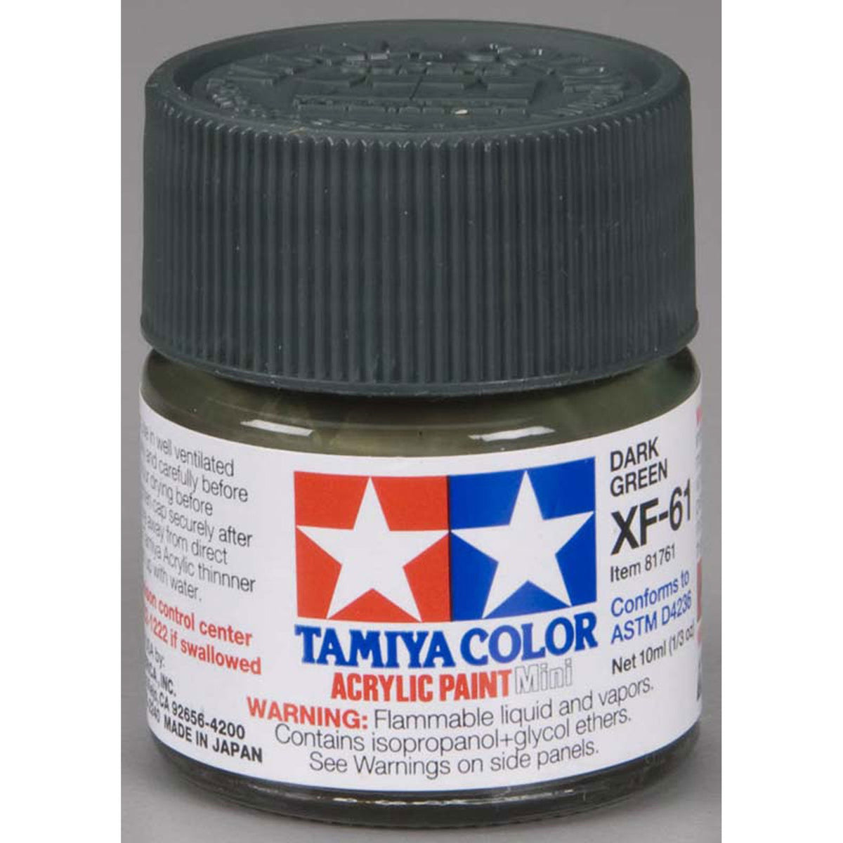 Tamiya 81761 Acrylic Paint Mini XF-61 Dark Green, 10ml Bottle