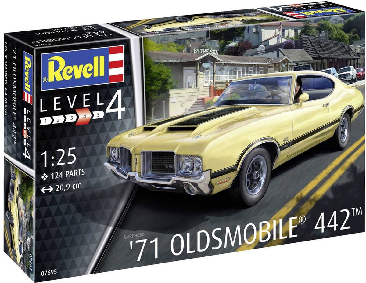 Revell 07695 1/25 1971 Oldsmobile 442 Coupe Plastic Model Kit Sealed