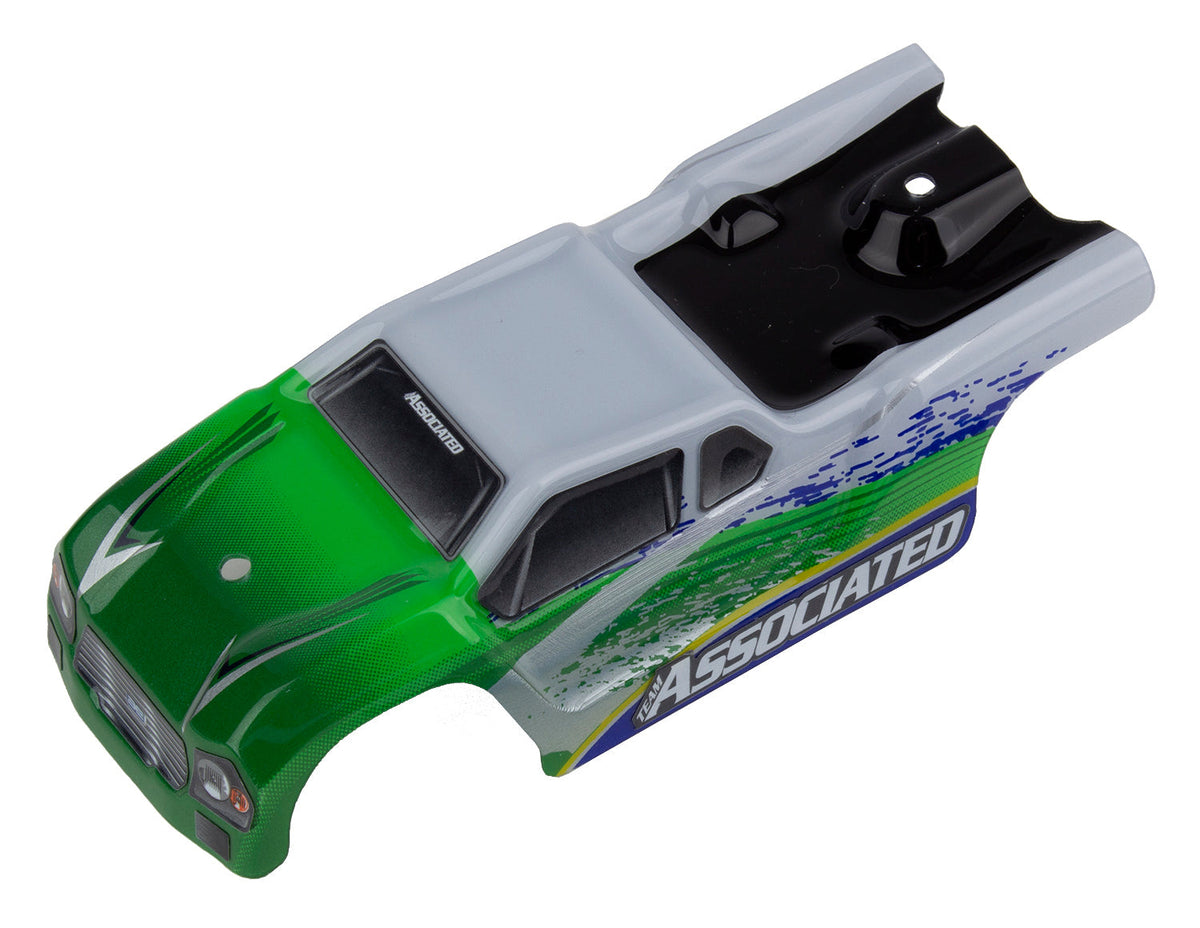 Team Associated 21444 TR28 Body White Green Pre-Cut 1/28 RC