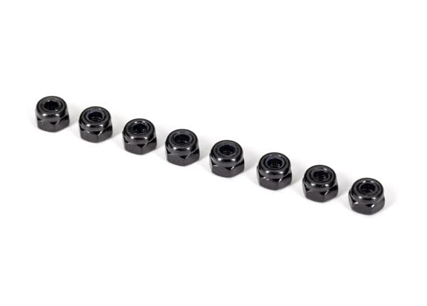 Traxxas 2745X Nuts, 3mm Nylon Locking, Black (8)