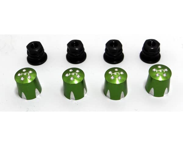 Hot Racing ACC74MA05 Aluminum Wheels Nut Caps And M4 Nuts (Green)(4) - Mushroom Head