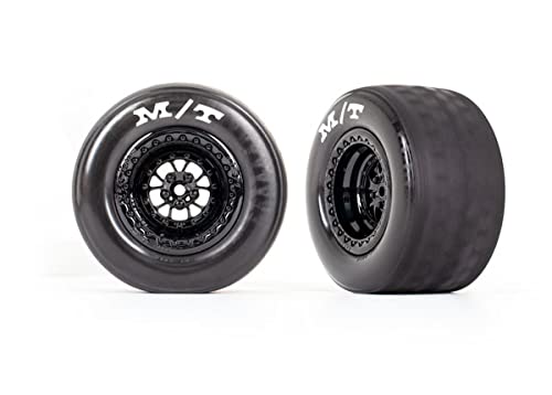 Traxxas 9475 Tires/Wheels, Weld Gloss Black Wheels, Tires, Inserts, Rear (2)