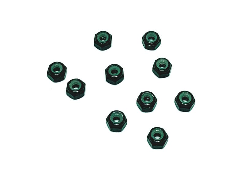 Racers Edge 3152BK Nylon Lock Nut M2 (10pcs) Black