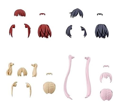 Bandai 9028642 Option Hair Style Parts 4 Type Vol 1, (Box/4), "30 Minute
