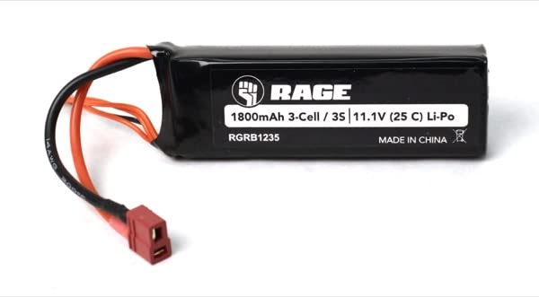 Rage R/C B1235 11.1V 3S 1800mAh Lipo Battery w/ T-Plug: Black Marlin Brushless