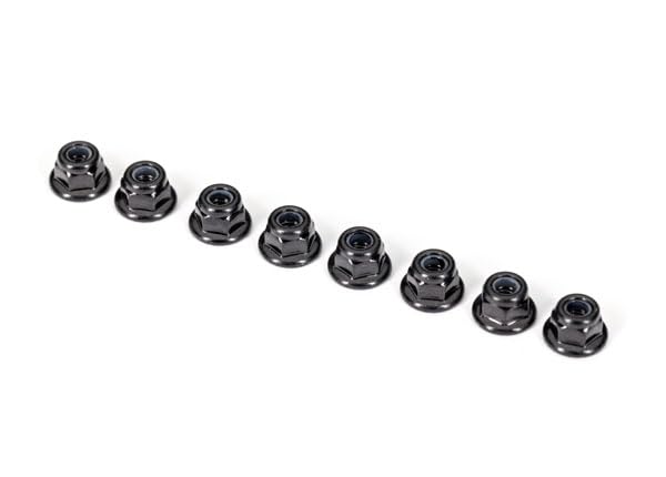 Traxxas 2744X Nuts, 3mm Nylon Locking, Flanged, Black (8)