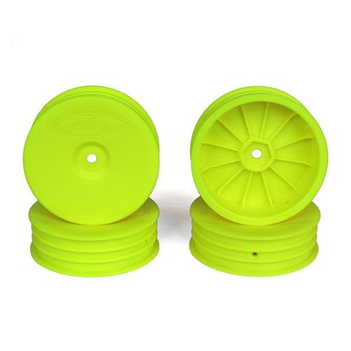 DE Racing SB4SAY Slim Speedline Buggy Wheels, Front, Yellow, for Associated B6/B6D and Kyosho RB6 (4pcs)