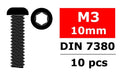 Corally 3003-30-10 Steel Screws M3 x 10mm, Hex Button Head, 10pcs