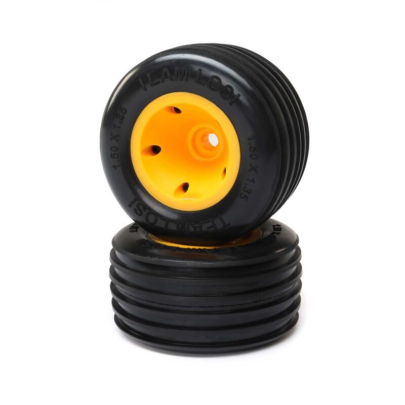 Losi LOS41029 Rib Front Tire, Mounted, Orange (2): Mini JRXT
