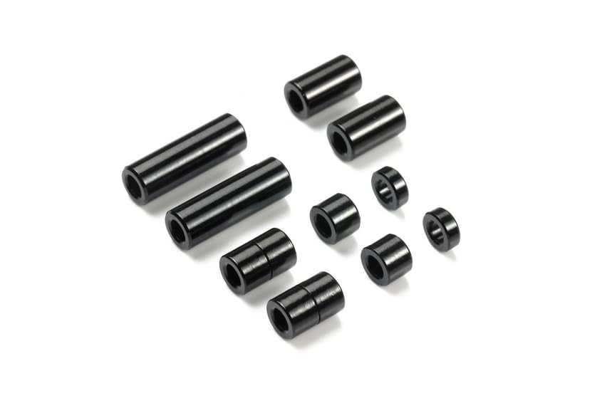 Tamiya 95481 JR Aluminum Spacer Set, Black (12/6.7/6/3/1.5mm), 2pc each