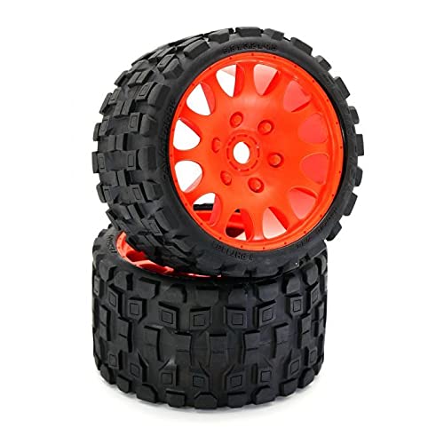 Power Hobby PHT1131SORANGE Scorpion Belted Monster Truck Tires / Wheels w 17mm Hex (2) Sport-Orange