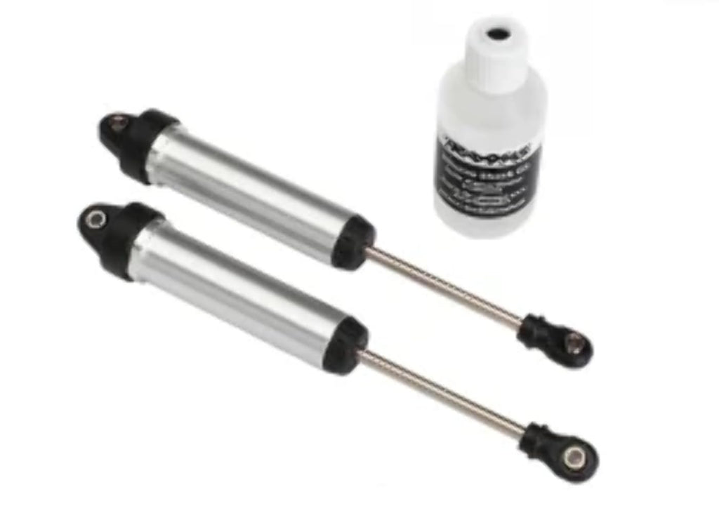 Traxxas 8451 Shocks, GTR 134mm, Silver Alum (Front, No Threads, Assembled) (2)