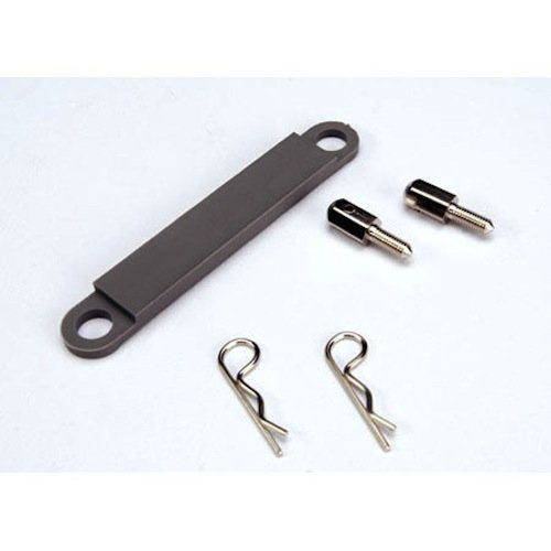 Traxxas 3727A Grey/Gray Battery Hold-Down Plate +Posts: Bandit & Rustler