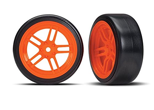 Traxxas 8376A Tires/Wheels (Split-Spoke Orange Wheels,1.9' Response Tires) Front