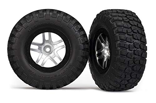 Traxxas 5877 Split Chrome/Black Wheel/Mud-Terrain T/A Tires/2 Front Slash 2wd