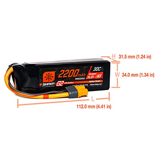 Spektrum SPMX224S30 2200mAh 4S 14.8V Smart G2 LiPo 30C; IC3