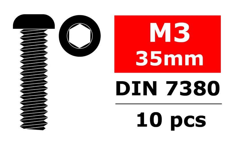 Corally 3003-30-35 Steel Screws M3 x 35mm, Hex Button Head, 10pcs