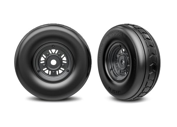 Traxxas 10972-BLKC 3.2" Funco Black Chrm Front Wheels & Arrow Tires (2)