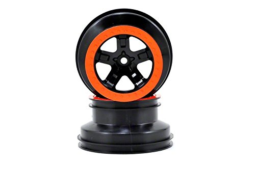 Traxxas 5870X Wheel SCT Black Orange Beadlock 2WD Front (2): Slash 2wd Telluride