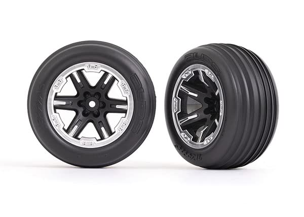 Traxxas 3771X Tires & Wheels 2.8 RXT Black & Satin Wheels, Ribbed Tires (2): Electric Front