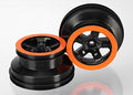 Traxxas 5868X Wheels, SCT Black, Orange Beadlock style (2): 4WD F/R, 2WD Rear