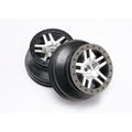 Traxxas 5876 SCT Split-Spoke Satin Chrome Black Wheels (2) Slash 2WD