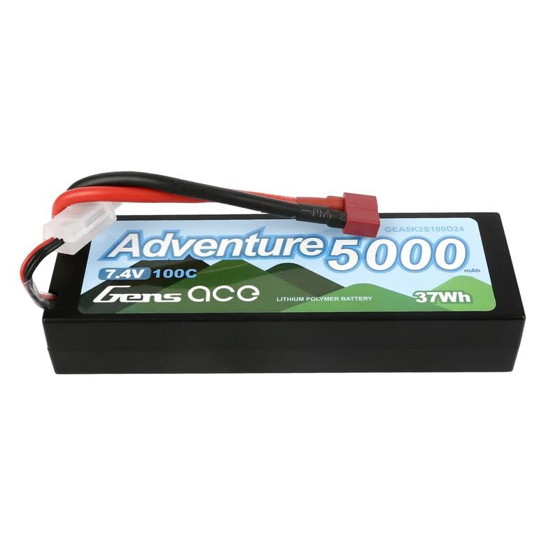 Gens Ace 5K2S100D24 7.4V 5000 mAh 2S 100C, LiPo, Hard Case, Deans