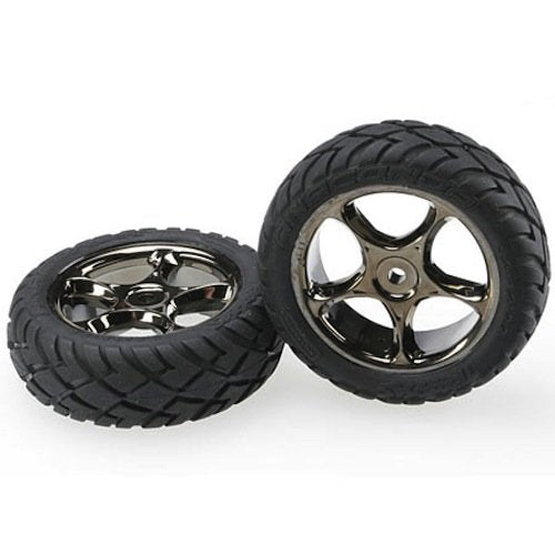 Traxxas 2479A-FINAL Black Chrome Tracer Wheels w/ Anaconda Tires Front Bandit (2)