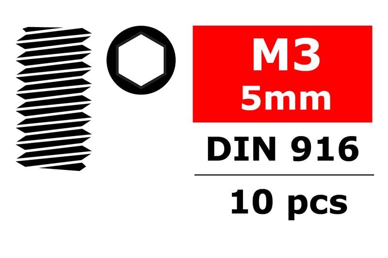 Corally 3004-30-05 Steel Set Screws M3 x 5mm, Hex 10pcs