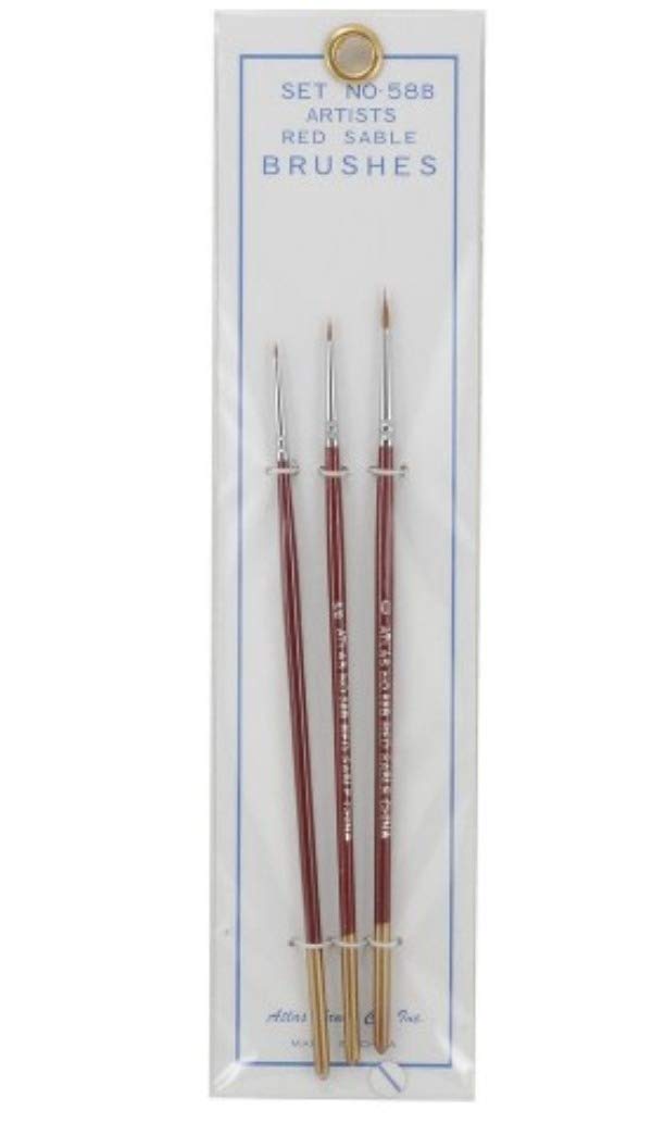Atlas Brush #55: 10/0,0,Flat 1 Taklon Detailing Brushes (3)