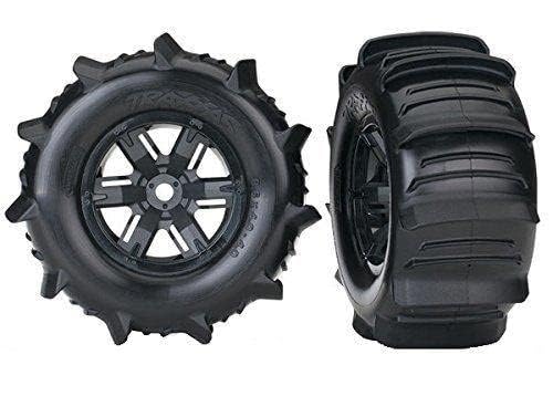 Traxxas 7773 Paddle Tires X-Maxx Black Wheels(2) Assembled +Foam: 1/5