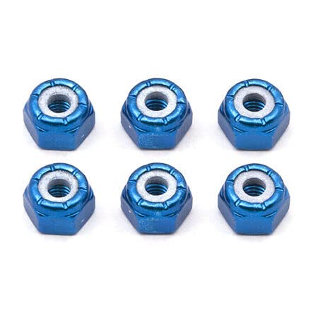Team Associated 6943 FT-Factory Team Locknuts/Lock-Nuts (6) 8-32 Blue Aluminum