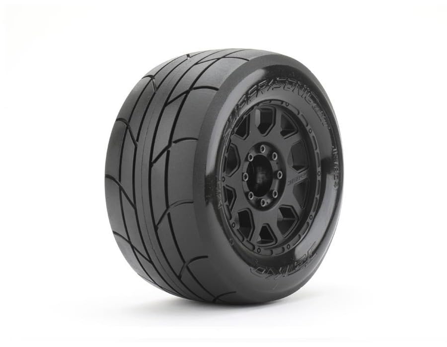 Jetko Tires 1804CBMSGBB1 1/8 MT 3.8 Super Sonic Tires Mounted on Black Claw Rims,