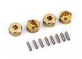 Traxxas 9750X Wheel Hubs, 7mm Hex (Brass) (4)/ Axle Pins (8)