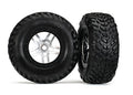 Traxxas 5978 SCT Tires Satin Chrome Split-Spoke Black Beadlock Wheels (2)