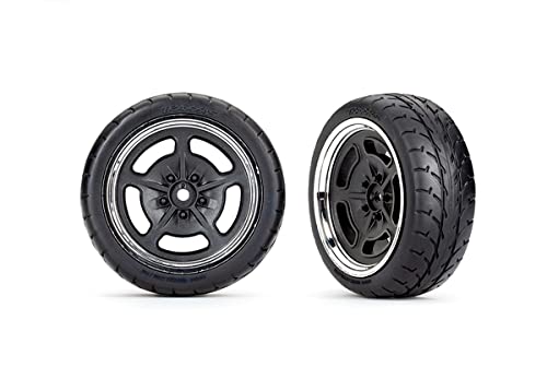 Traxxas 9372 Tires/Wheels Black with Chrome, 1.9' Response Tires, Fr (2)