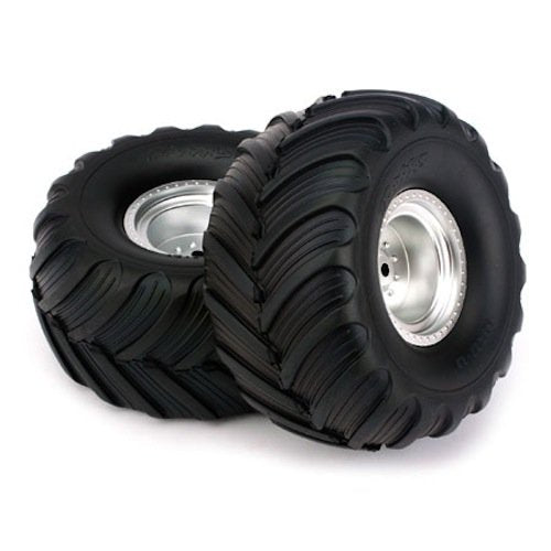 Traxxas 3663 Rear Tires & Wheels Assembled (2): 1/10 Monster Jam