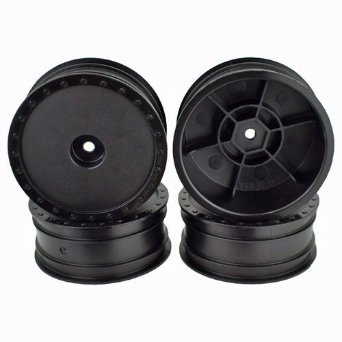 DE Racing BB4KFB Black Borrego Front Buggy Wheels for the Associated B6 and Kyosho RB6 (4pcs)